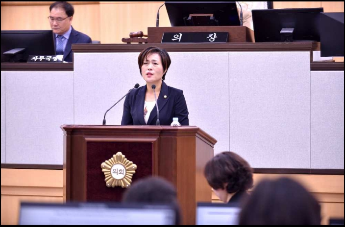 ▲정현주 의원 발의 모습 ⓒ여수시의회