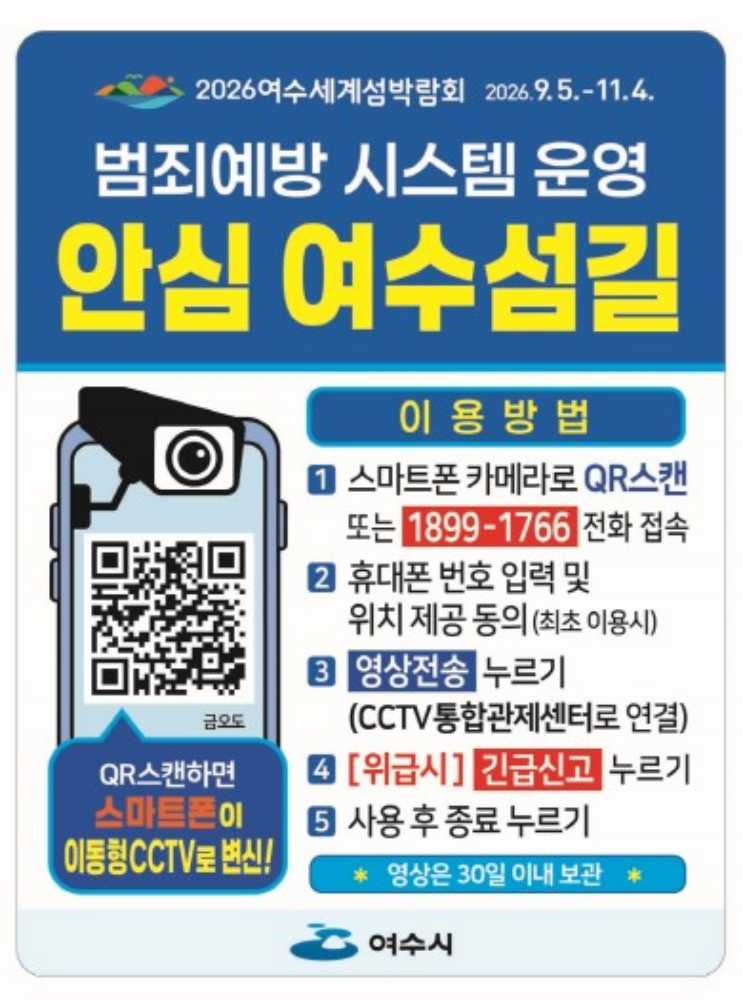 ▲범죄예방시스템 이용방법 안내판 ⓒ여수시