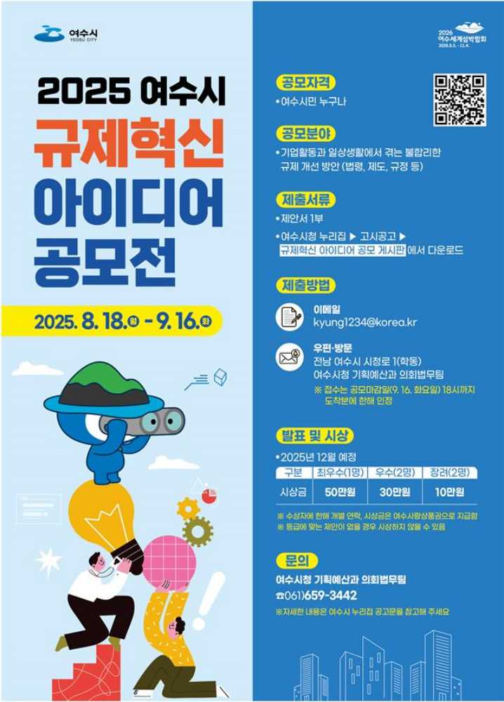 ▲‘2025 여수시 규제혁신 아이디어 공모전’ 포스터 ⓒ여수시