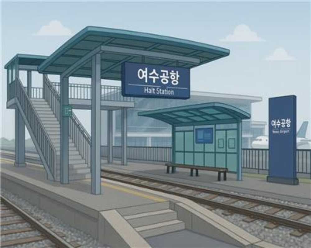 ▲ 여수공항 간이역(안) 및 설치 가능 2개소(안) ⓒ여수상공회의소