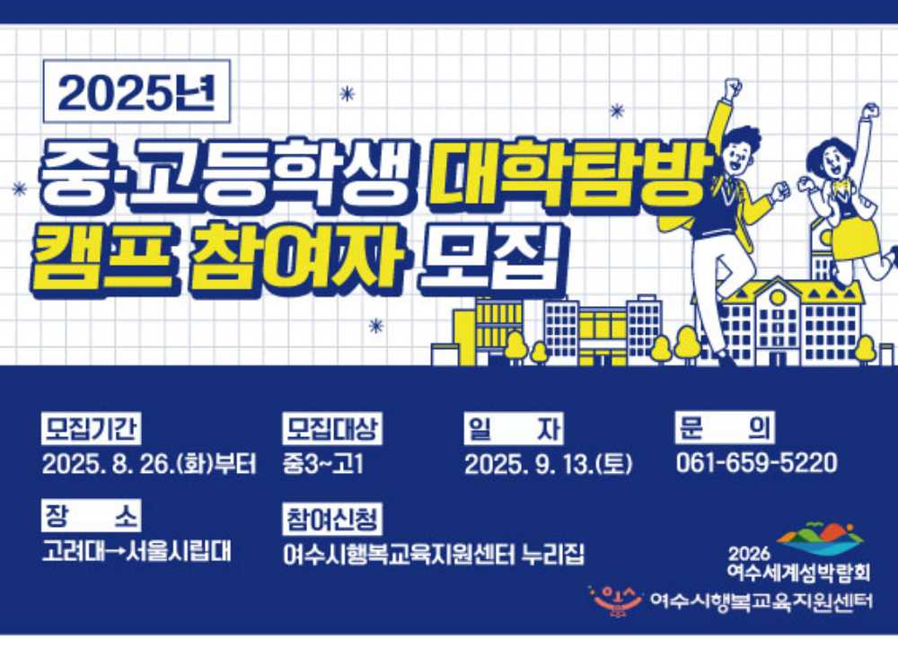 ▲ ‘2025년 중·고등학생 대학 탐방 캠프’ 참여자 모집 포스터 ⓒ여수시