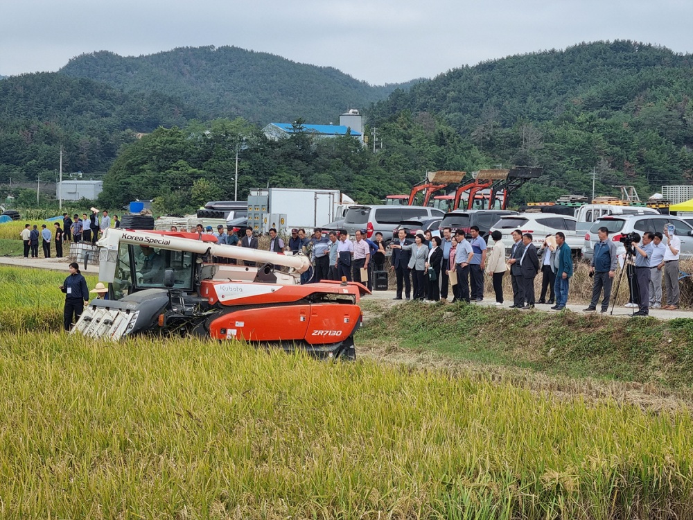 ▲ 벼 수확을 앞두고 지난 24일 소라면 대곡마을에서 ‘2025년 벼농사 종합평가회’를 열었다. ⓒ여수시
