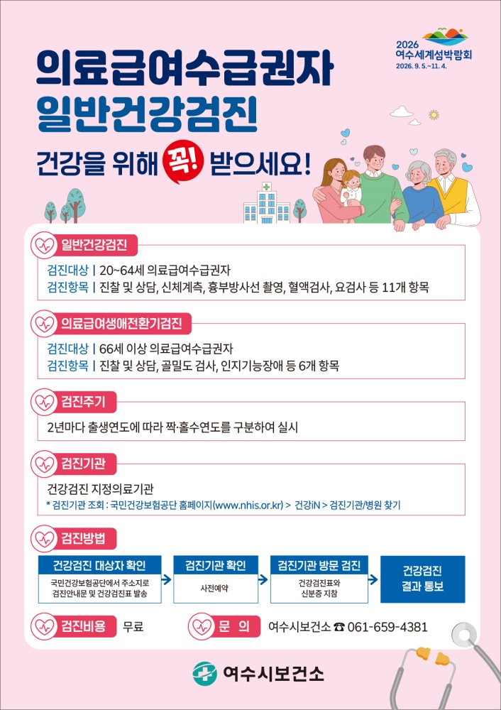 ▲‘의료급여수급권자 일반건강검진’ 홍보 포스터 ⓒ여수시