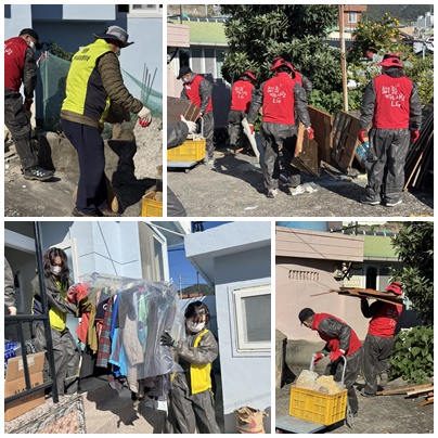 ▲  주거환경개선 봉사활동으로 낡은 가구 정리, 의류 등 철거작업ⓒ쌍봉종합사회복지관