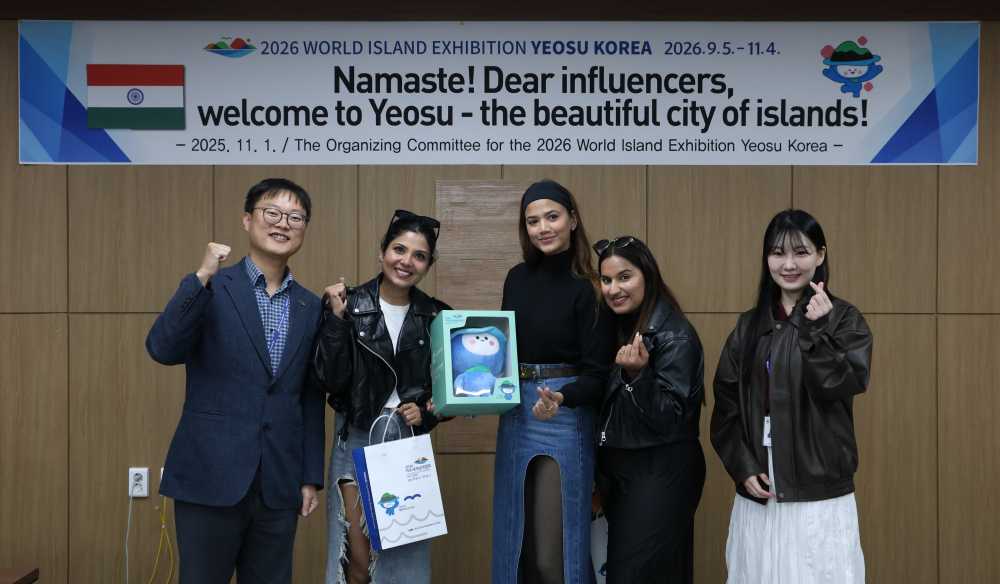 ▲ 지난 1일 한국관광공사와 인도 메가 인플루언서 3명과 함께 K-스톱오버 홍보 팸투어를 진행했다고 밝혔다. ⓒ(재)2026여수세계섬박람회조직위원회