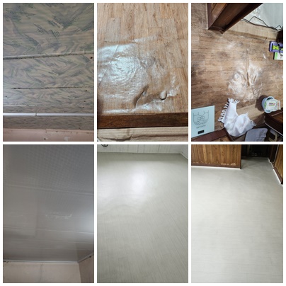 ▲화장실 천장 리빙작업과 장판교체 공사 전ㆍ후 사진  ⓒ쌍봉종합사회복지관