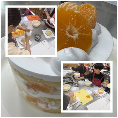 ▲ 케이크 만들기에 열중하는 아이들 모습ⓒ쌍봉종합사회복지관