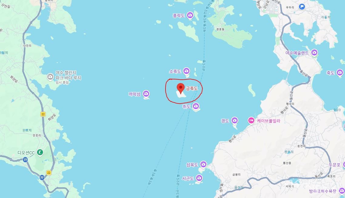 ▲ 여수시 돌산읍 금봉리 금죽도 섬이다. ⓒ구글 캡처
