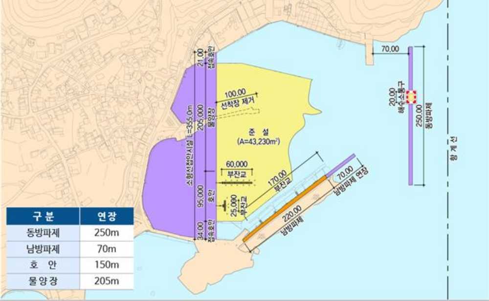 ▲오천항 건설공사도 전체계획도 ⓒ여수지방해양수산청