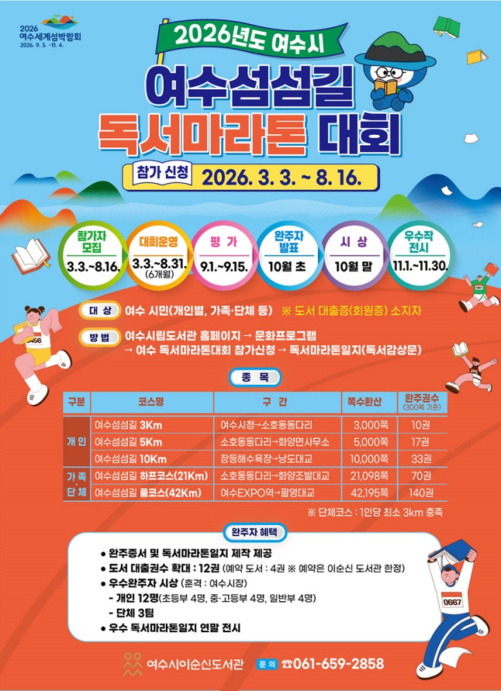 ▲여수섬섬길 독서마라톤 대회 포스터 ⓒ여수시