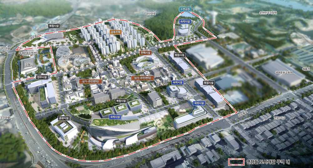 ▲ 순천시가 우주항공산업진흥원의 입지 후보지로 제시한 연향들 도시개발사업 조감도 ⓒ순천시