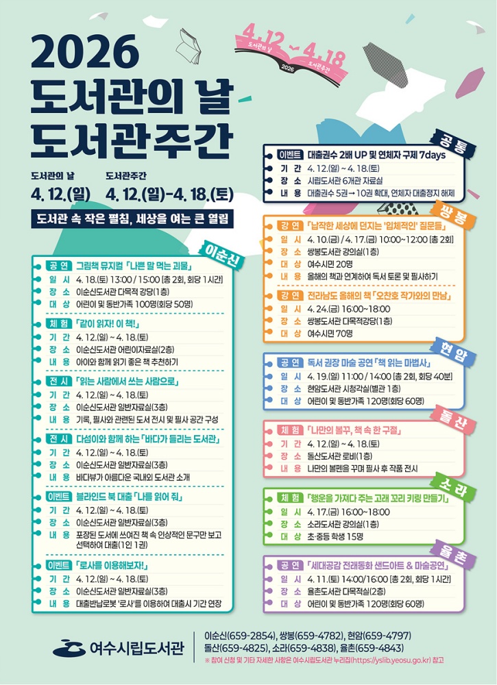 ▲2026년 도서관주간 프로그램 안내 포스터 ⓒ여수시