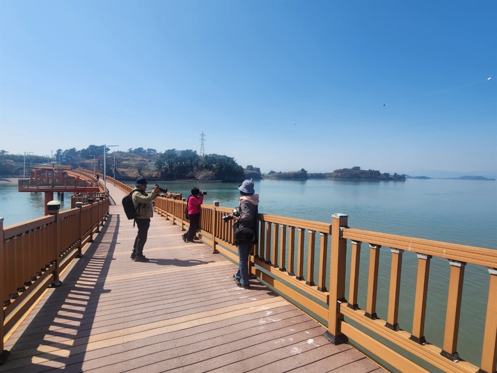 ▲ 붕장어다리멀리 대여자도가 보이고 사진작가들은 바다풍경에 .. ⓒ김용자