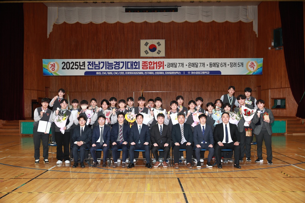 ▲직업계고 교육력 향상 지원사업으로 전남기능경기대회에서 여수공업고등학교가 종합 1위를 수상했다. ⓒ여수시